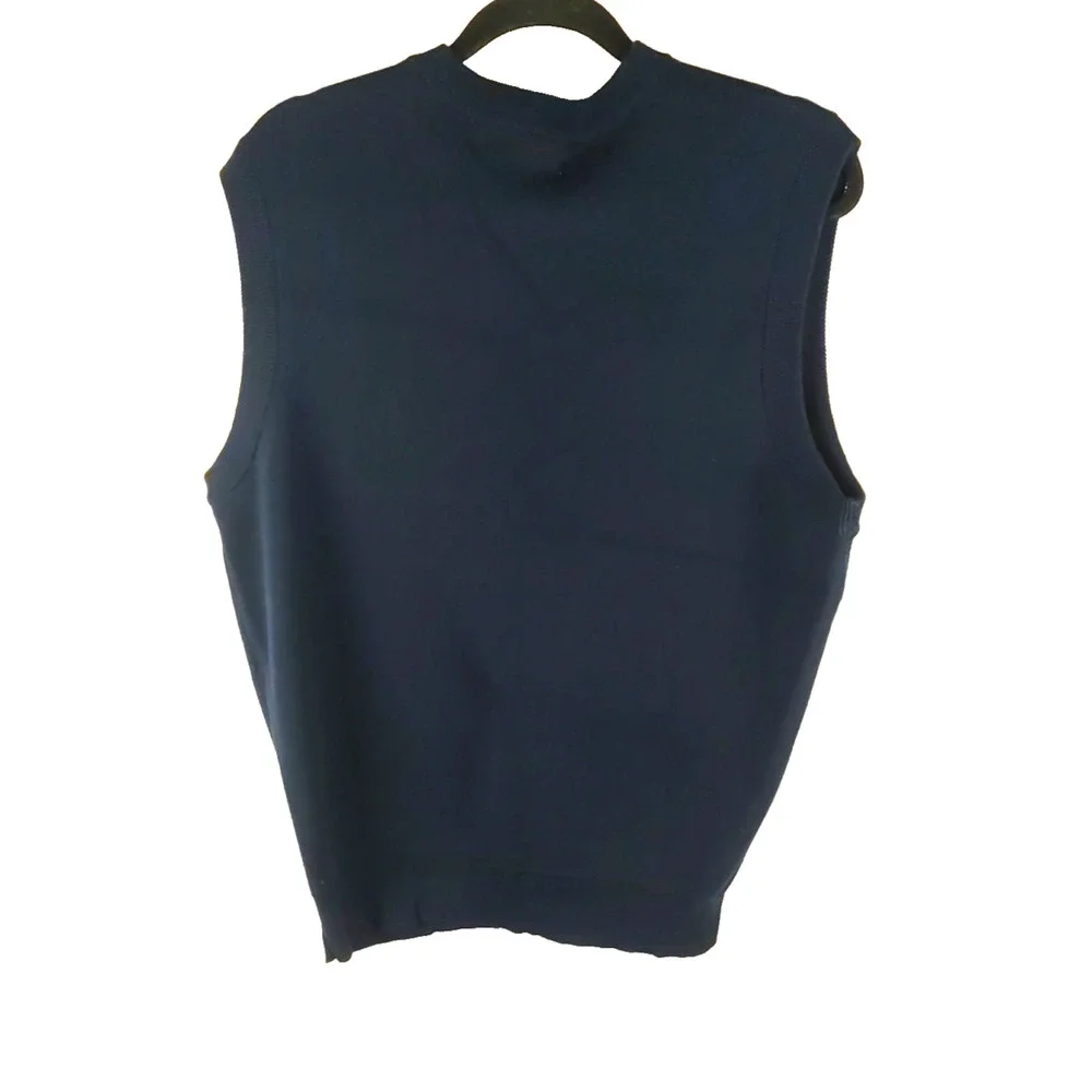 Cypress Links Mens Vest Navy Blue Size Medium V Neck Cotton Sports Golf